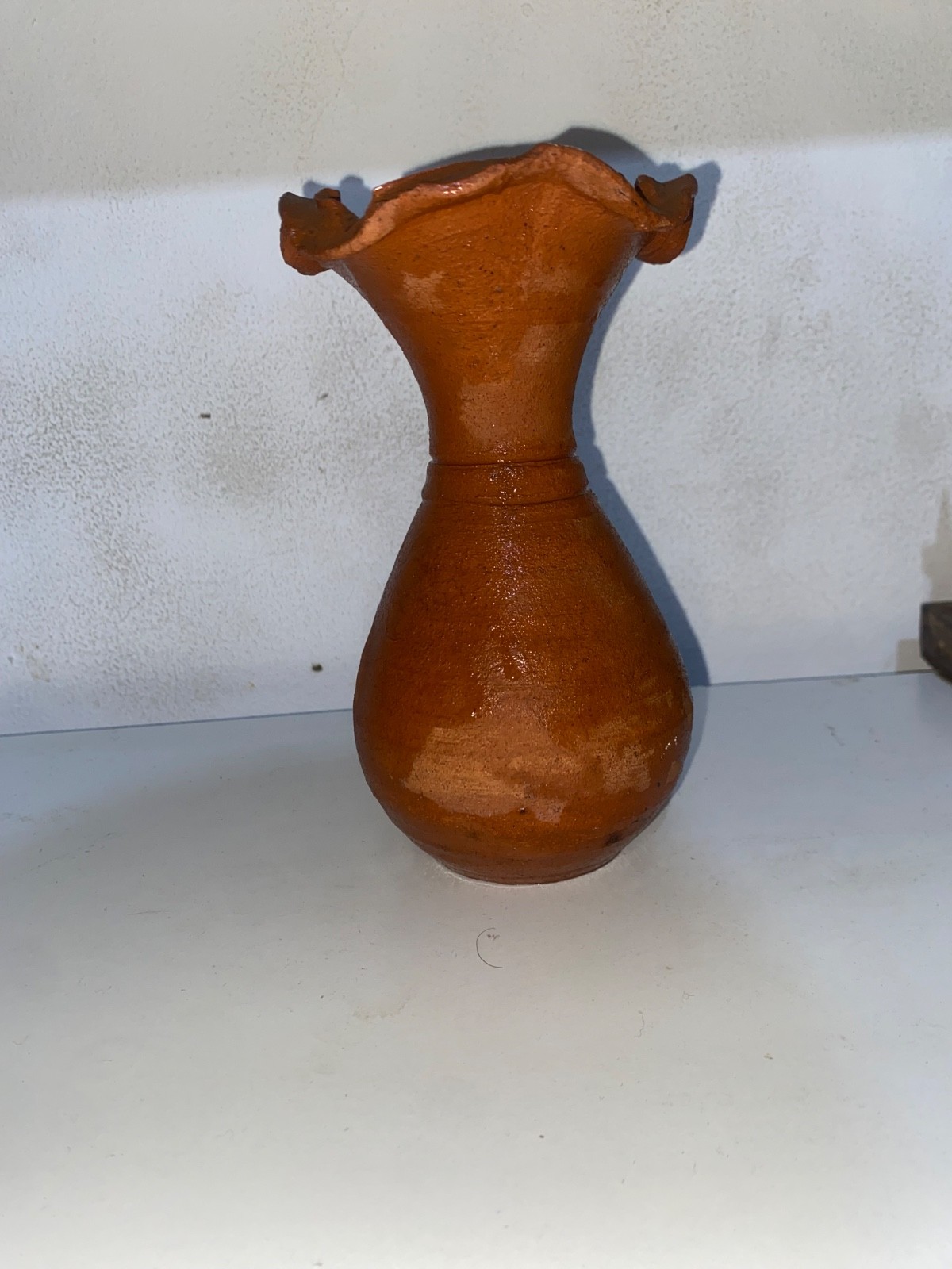 Vintage Handmade Jordanian Pottery Vase - Handcrafted Clay Terracotta, 10 Years