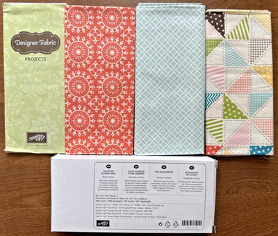 Stampin' Up! TEA FOR TWO Designer Fabric 3 Fat Quarters 18 x 27 NEW