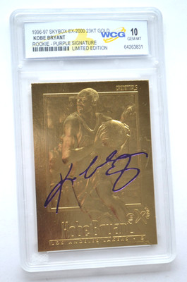23KT Gold Kobe Bryant Rookie '96-97 Skybox EX-2000 Purple Signed