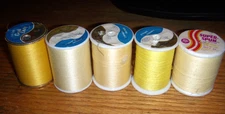 5 COATS/ CLARK  SPOOLS YELLOW SEWING THREAD COTTON & POLY ABOUT 1600 YRDS