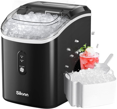 Nugget Ice Maker Countertop,  Chewable Pellet Ice Machine with Self-Cleanin Func