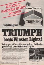 1980 Vintage Print Ad Triumph Cigarettes National Smokers Study Winner Winston