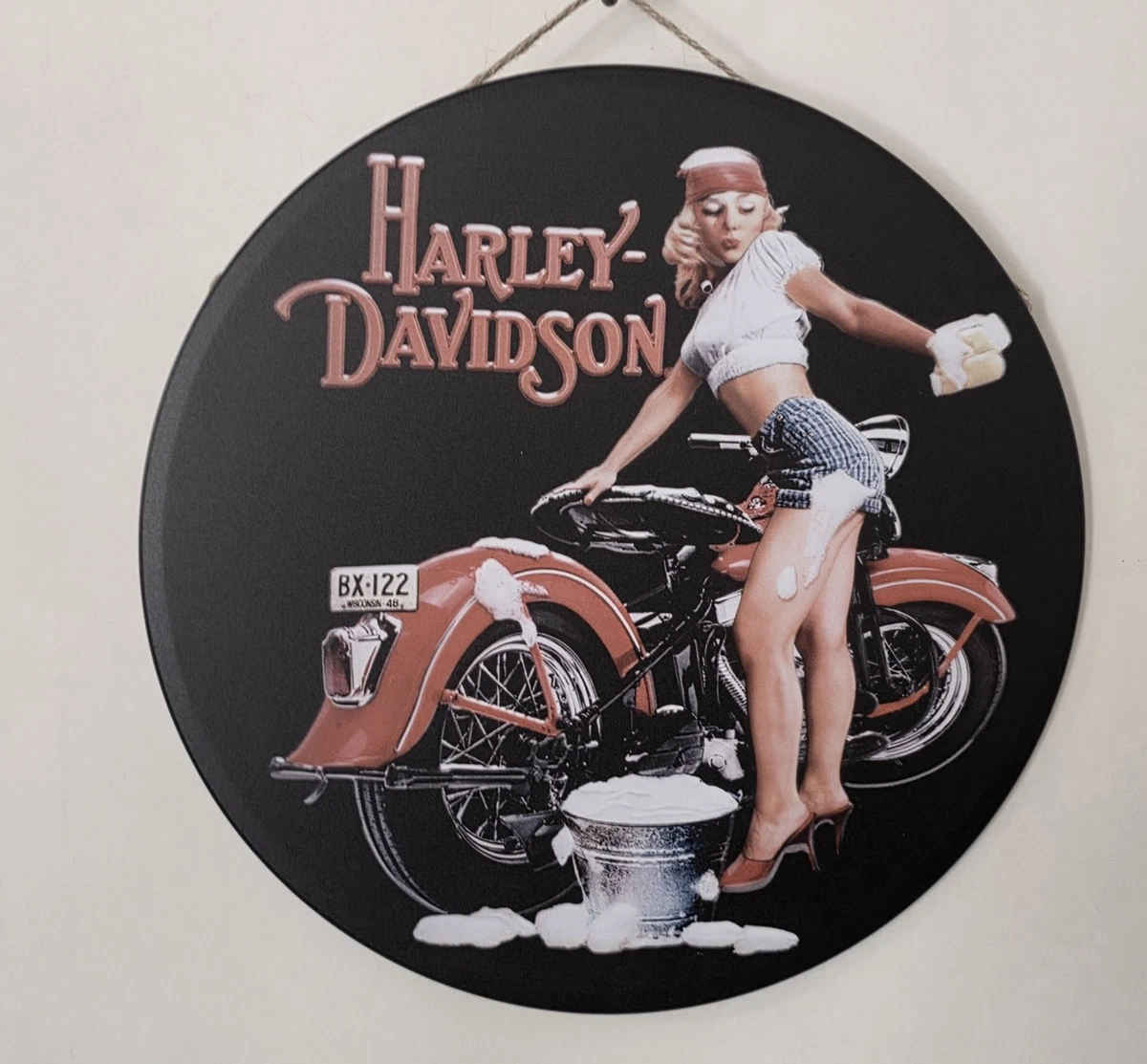 HARLEY DAVIDSON ROUND Metal Sign 30X30CM NEW Mancave Garage Bar ready  hang #H10