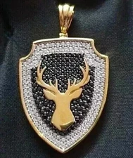 2.90Ct Round Cut Moissanite Deer Charm Pendant In 14K Yellow Gold Plated