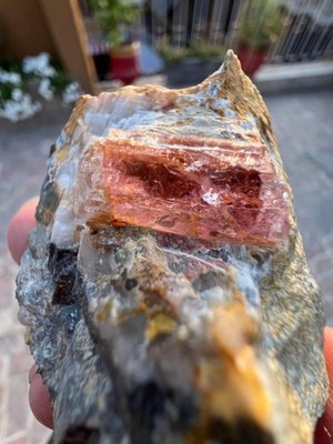 65GM | Rare Pink Topaz Crystal On Matrix Specimen | Katlang - Pakistan Collector