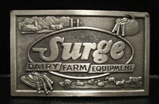 Surge Dairy Farm Equipment Pewter Belt Buckle 1976 Cow Milking Machine Farm