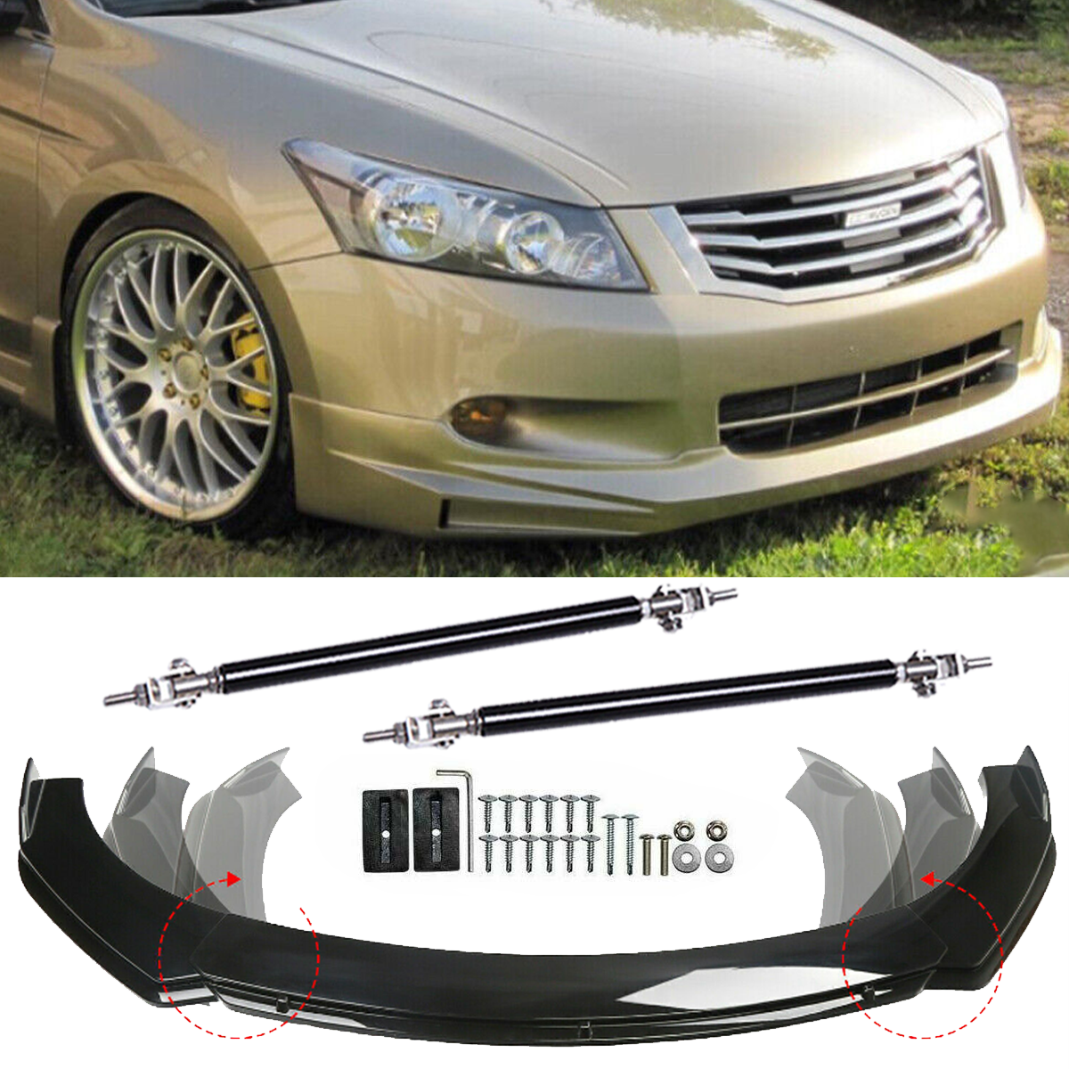 For Honda Accord 08-10Front Bumper Lip Part Accessories Splitter Spoiler Body