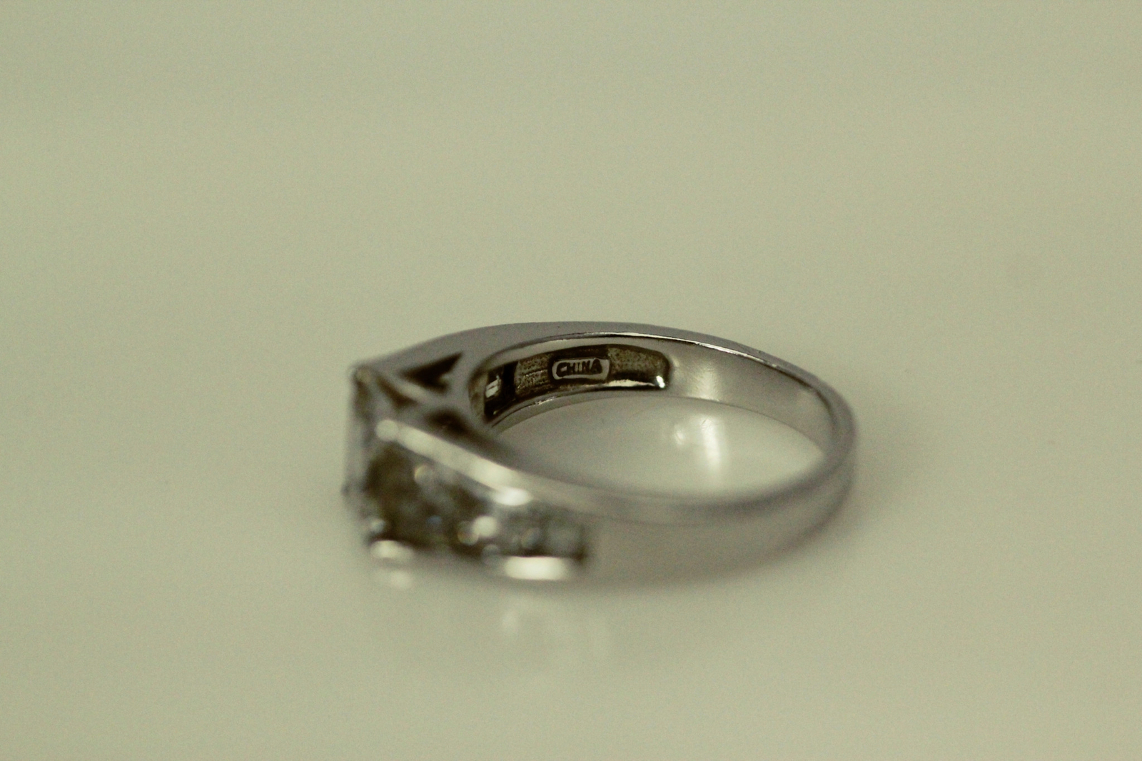 925 Silver Size 9 Rectangular CZ with Baguette Ac… - image 5