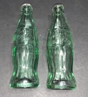 Vintage Miniature Coca-Cola Bottles Salt & Pepper Shakers Green Glass