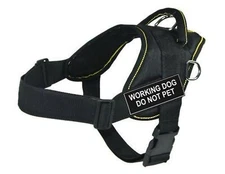 DT Fun Works Harness, Working Dog Do Not Pet, Black With Yellow Trim, Small -...