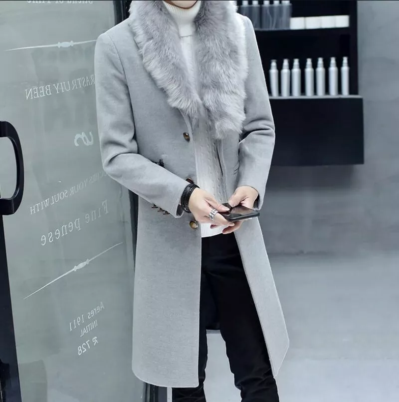 Gray coat with fur hotsell collar