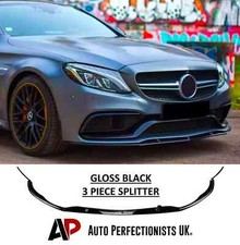 For Mercedes C Class C63 AMG Gloss Black Front Splitter Spoiler Body Kit 2015-22