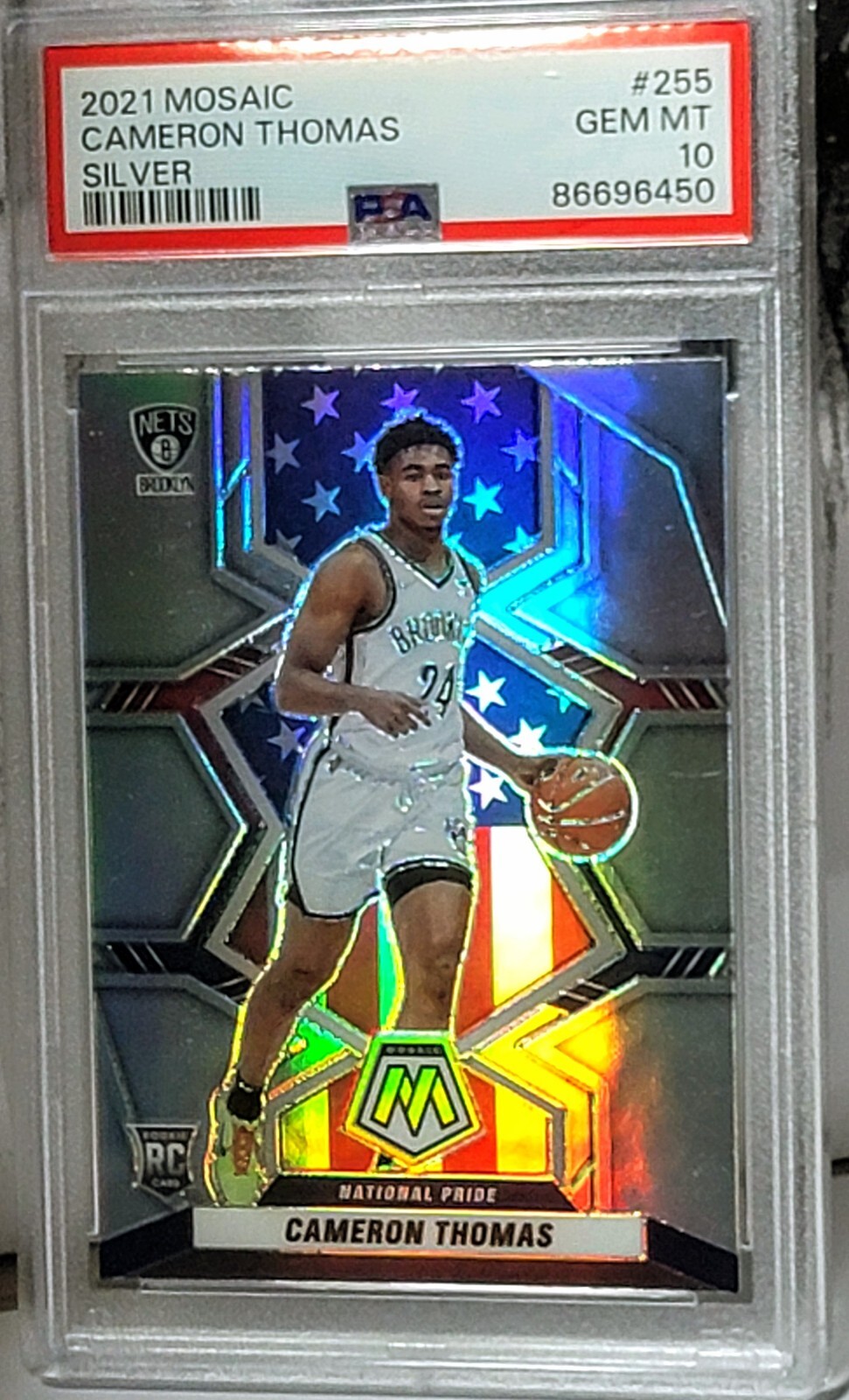 2021 Cameron Thomas Mosaic Freedom Silver Rookie Psa 10 🔥!!!