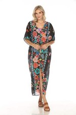 Johnny Was Evening Palace V-Neck Swim Cover-Up Kaftan Dress CSW5223-N