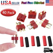 40pcs Male Female Deans Style T Plug Connector+heat Shrink For Rc Lipo Battery