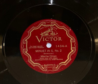 VICTOR  1434  MISCHA ELMAN  MINUET IN G NO 2   SERENADE 78 RECORD