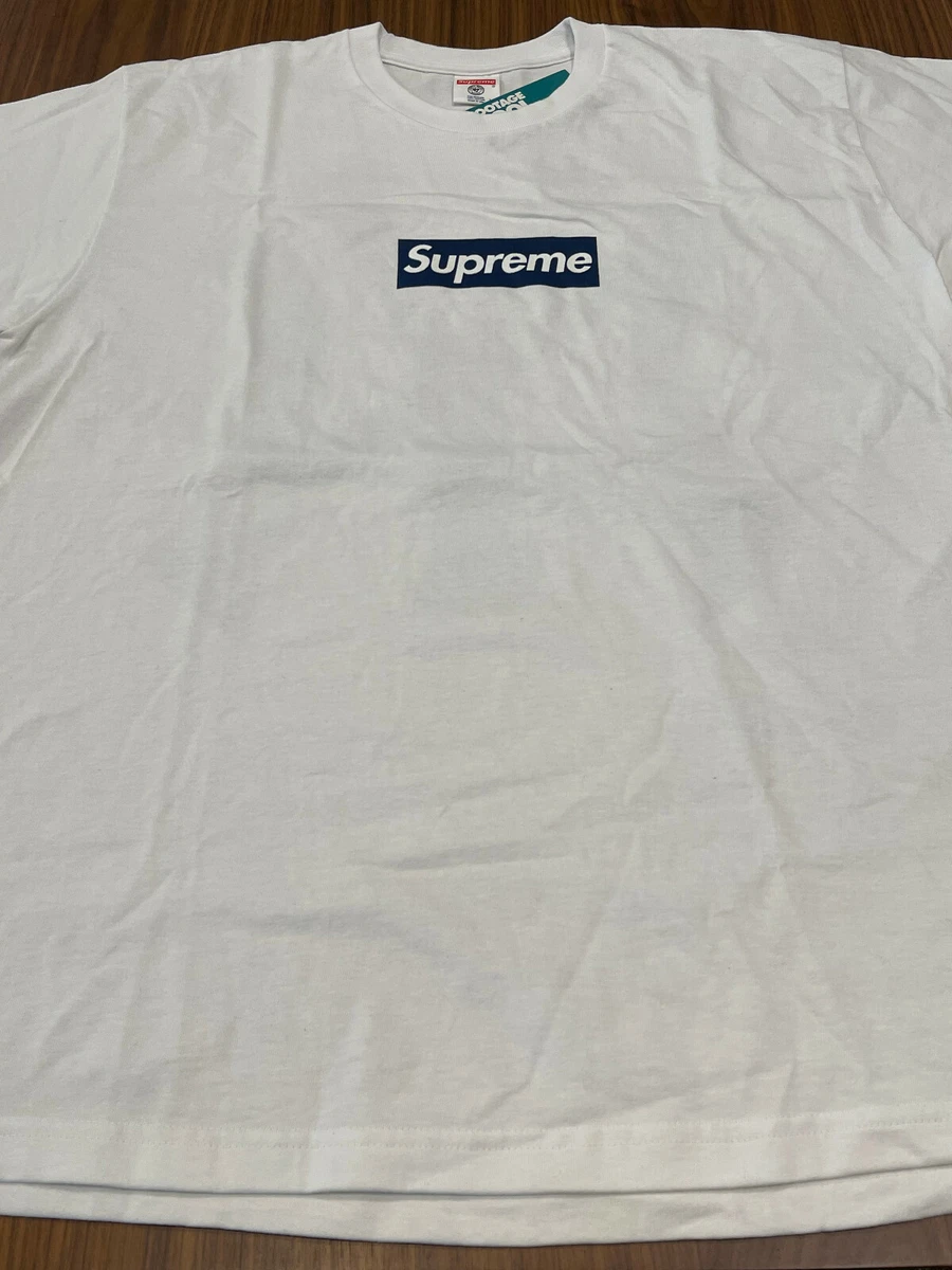 2015 SUPREME 47 BRAND MLB NEW YORK YANKEES NY BOX LOGO TEE SHIRT WHITE BLUE  XL