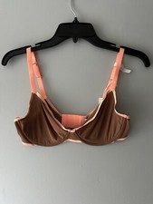 New Aerie 34D Smoothez Bra Unlined Brown Trimmed Mesh Underwire Full Coverage