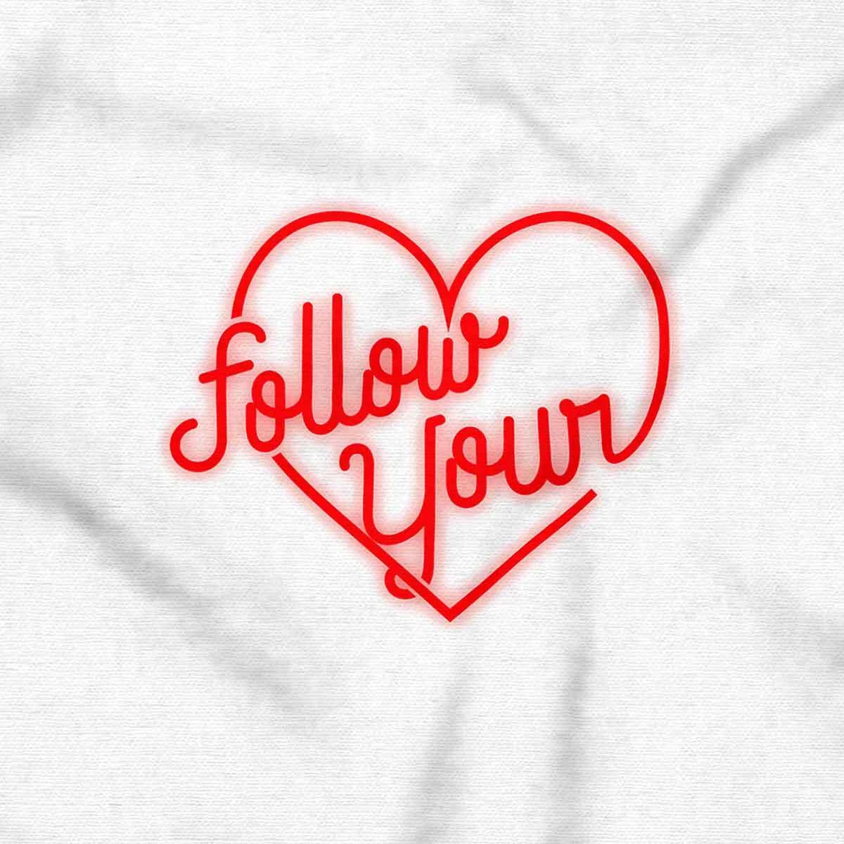 Felpa San Valentino Segui il tuo cuore insegna neon zip cappuccio uomo donna