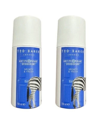 2 x Ted Baker Mens Deodorant Anti Perspirant Sporty Fresh Long Lasting - 150ml