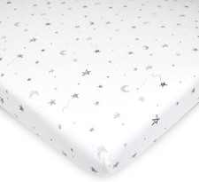 TL Care Printed 100 Natural Cotton Jersey Knit 18 1 Pack, Gray Stars  Moon