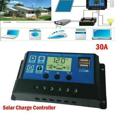 30A Solar Power Controller 12V 24V PV System USB LCD Regler Controller