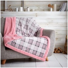 Luxury Check Sofa Bed Throw Lightweight Extra Large Teddy Fleece Travel Blanket