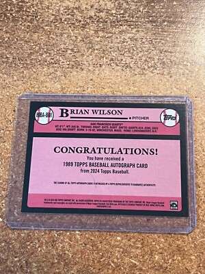 2024 Topps Baseball 1989 35th Anniversary # 89BA-BWI Brian Wilson