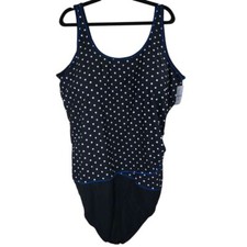 NWT Catherines Women One-Piece Swim Suit Size 34W Polka Dots Pool Beach Vacation