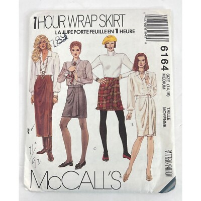 6164 McCalls Sewing Pattern VTG 90s Easy 1 Hour Wrap Skirt -3 Lengths Size 14 16