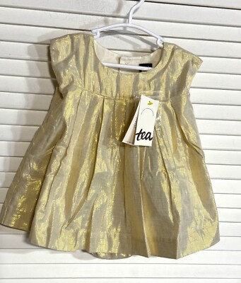 Tea Collection Baby Gold Party Dress Bloomers NEW Girls 3/6 Months