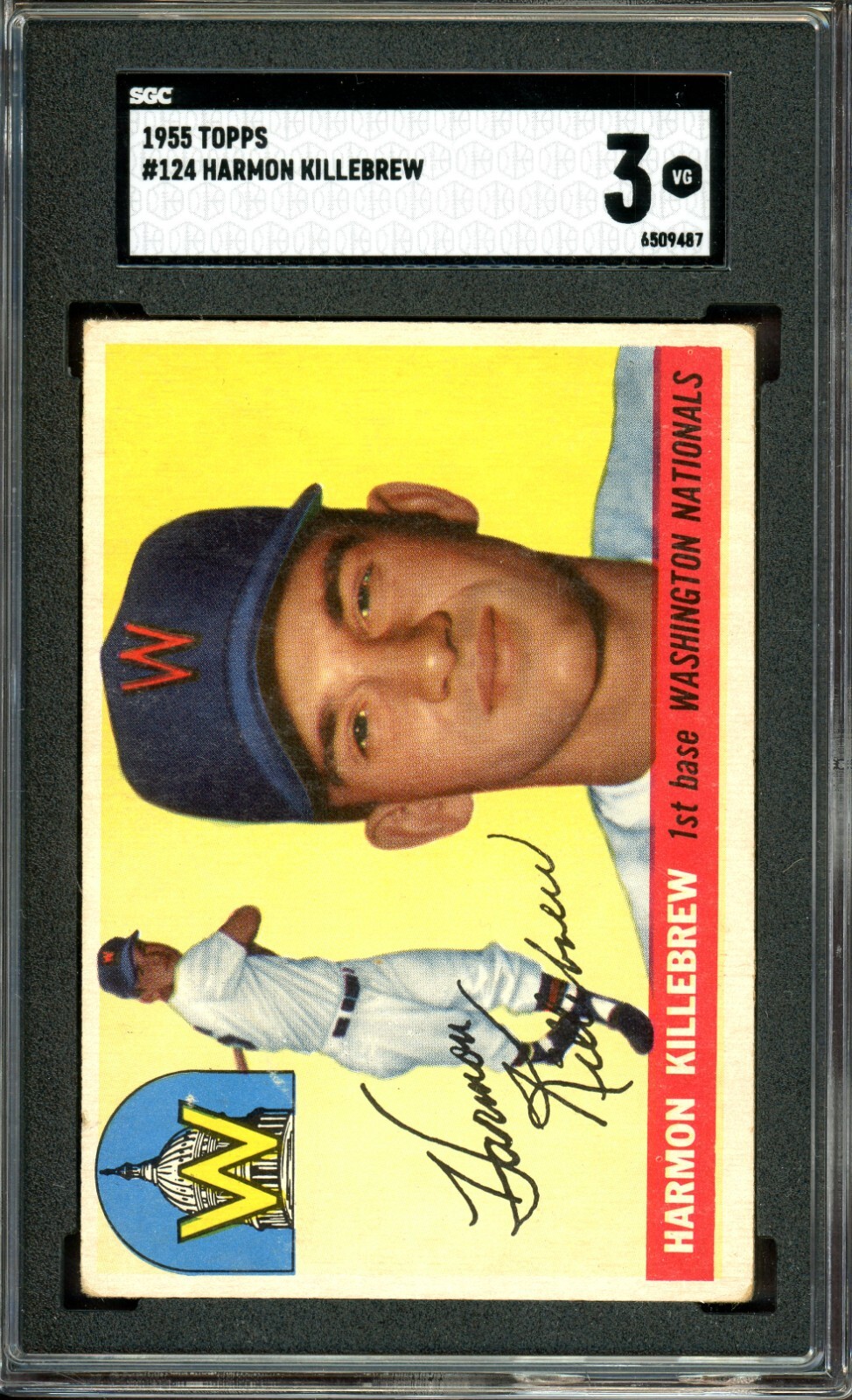 HARMON KILLEBREW ~ 1955 Topps Baseball #124 ~ Graded SGC 3 VG VERY GOOD