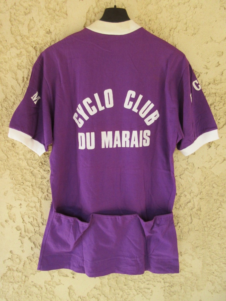 Maillot Cycliste Vintage Kopa Heurtefeu Cyclo Club Du Marais, Coton Violet Taille XL