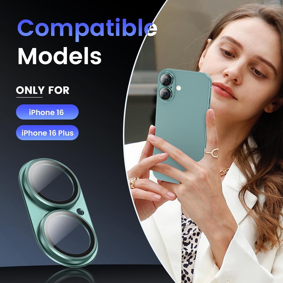 IPhone 11 Camera Protector 2 Pack Tempered Glass Metal Camera Lens Protector For IPhone 16 Pro Max / 16 Pro IPhone 12 Pro Max Screen Protector