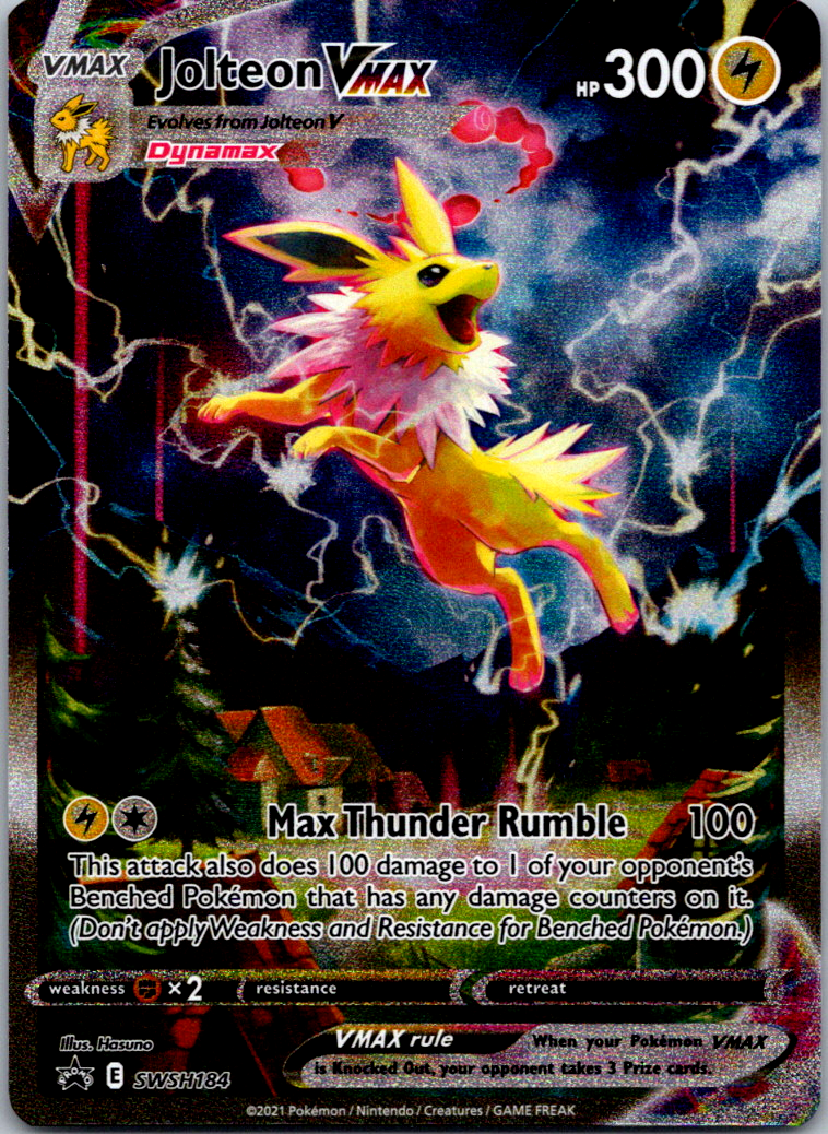 Jolteon VMAX SWSH184 ALT ART PROMO Holo POKEMON TCG Card Jolteon VMAX SWSH184 ALT ART PROMO Holo POKEMON TCG Card