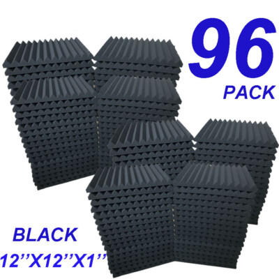 96-Pack Acoustic Foam Panels - 12x12x1 Inch Wedge Tiles For Studio Soundproofing Wall