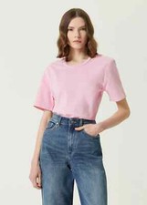  NO CUSTOMS TAX BOTTEGA VENETA Overlock stitch light pink cotton t-shirt Large