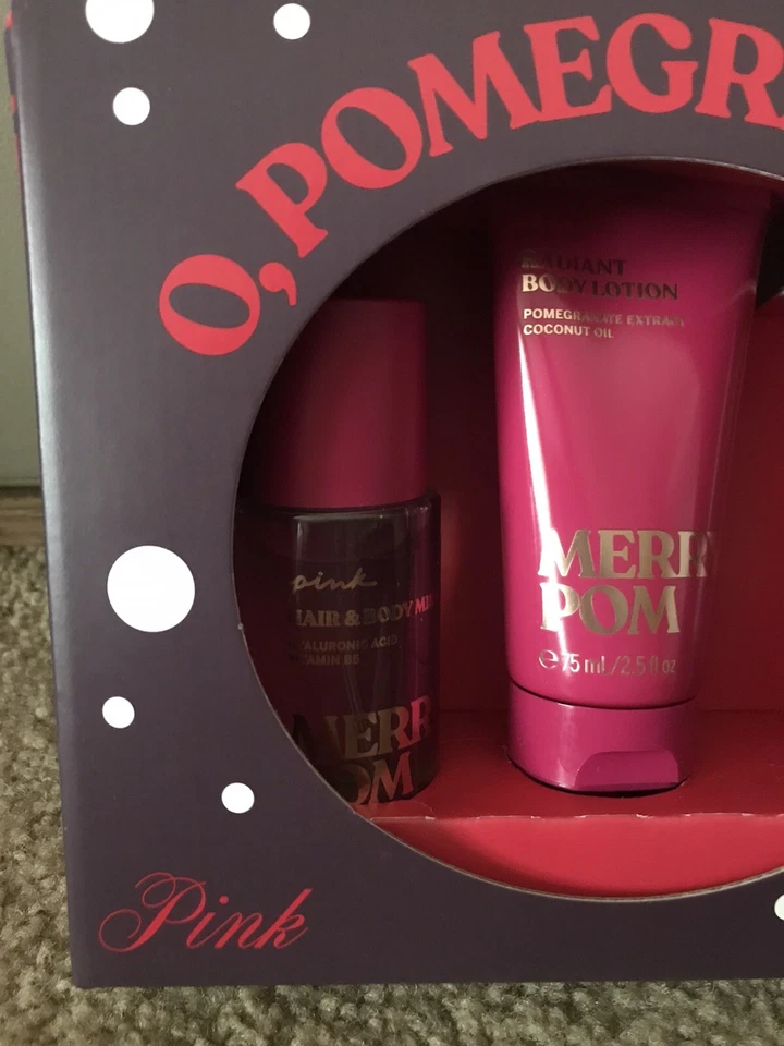 PINK By VS O, Pomegranate 3 Pc MINI Gift Set Hair Body Mist Lotion Lip Oil NEW Foto 3 de 4