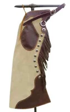 Native American Leather Chaps Handmade Western Cowboy Rodeo Horse Riding