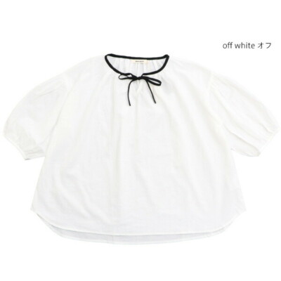 slone square Women's 6/4 sleeve blouse with piping ribbon 48085