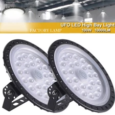 2Pcs 100W UFO LED High Bay Light Lamp Factory Warehouse Industrial Lighting