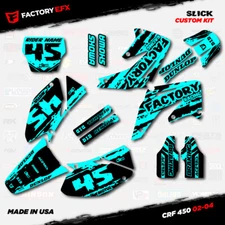 Black & Cyan Slick Racing Graphics Kit fits Honda CRF450R 02-04 Crf 450 Crf450