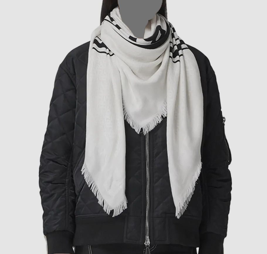 スカーフ BURBERRY Woman Scarf White 8105925 $621 Burberry Women's White Logo Graphic Jacquard Silk Wool