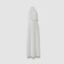 $342 Melissa Odabash Women's White Maeva Halter Maxi Dress Size S