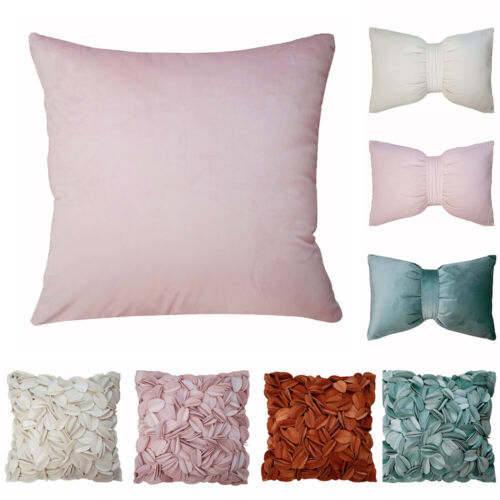 Deluxe Cushion Cover Elegant Petal Ribbon pink macaron Pillow Case - Afbeelding 1 van 23