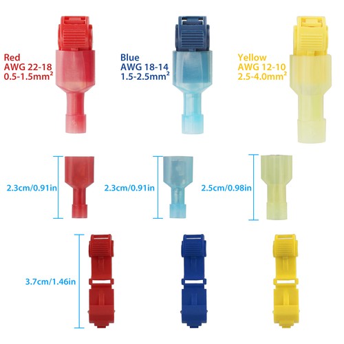 240 PIEZAS Kit Combo de Empalme Rápido Aislado Conector de Terminal de Cable T-Taps 22-10 AWG - Imagen 5 de 15