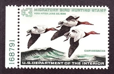US RW32 $3 Duck Hunting Mint Plate #168791 Single XF OG NH SCV $110