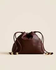 J.Crew Drawstring pouch bag in leather CP050 FRESH CACAO BR8778
