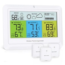 Weather Station Wireless Indoor Outdoor with 3 Sensors, Home Weather Stations 