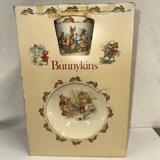 Vintage Royal Doulton New Bunnykins Child 3-Piece Set Bowl, Mug  Plate NOS